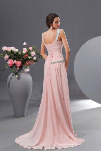 Winey Bridal Pink Chiffon Crystal Spaghetti Strap Cocktail Dresses (8)