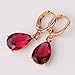 GULICX Lady jewelry Gift Pear Cut Ruby -Color Gold Tone Women Sparkle Dangle Earrings