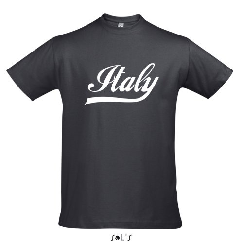 T-Shirt Italien Oldschool Italy LÄNDERSHIRT EM / WM FAN Trikot S-XXL , Mouse grey – weiß , S