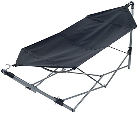 Stalwart Portable Hammock with Metal Frame Stand and Carrying Bag - Black