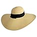 Luxury Divas Tan Wide Brimmed Floppy Hat with Black Ribbon Hat Band