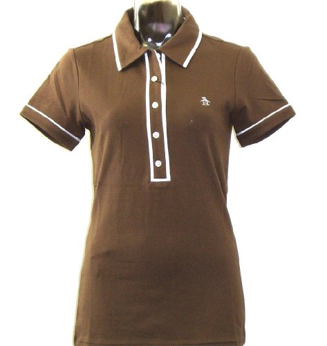 Original Penguin Womens Veronica Polo Shirt in Classic Brown with White by Original Penguin by Munsingwear