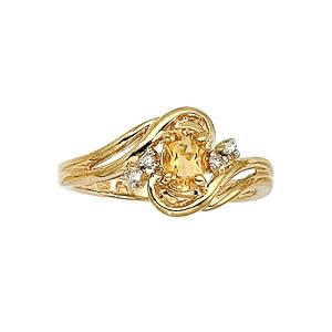 Buy 14K Yellow Gold 0.05 ct. Diamond and 6 x 4 MM Oval Shaped Citrine Ring by Katarina