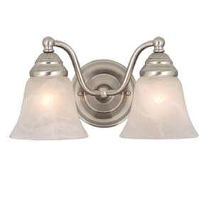 Standford - 2 Light Bathroom Vanity Lighting Fixture - Brushed Nickel - White Alabaster... by Vaxcel Lighting