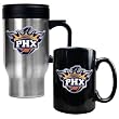 Phoenix Suns Stainless Steel Travel Mug & Black Ceramic Mug Set - Primary Logo NBA Basketball