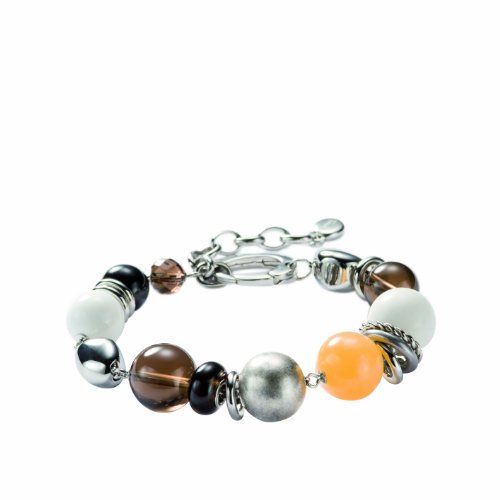 FOSSIL  JF85349040 Damen Armband Big Beads Rauchquarz Achat wei&szlig; Jade Holz 20 cm + 4 cm Ve Preisvergleich