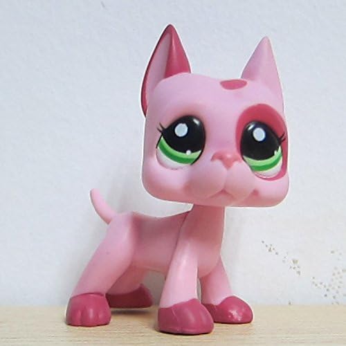 Bes88 Littlest Pet Shop LPS Loose Toys Figure Great Dane Dog Mauve Pink Dots