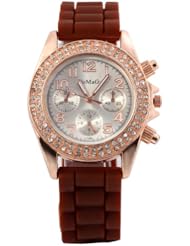 HACBIWA Fashion Ladies Womens Girls Three-Eye Analog Quartz Wrist Watch Brown