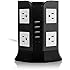 Smart 8-Outlet Home / Office Surge Protector 930 Joules Power Strip 4000W 110-250V Worldwide Voltage Power Socket With 4 USB Outputs for iPhone 6 / 6 Plus / 5S / 5, iPad Air / Mini, Samsung Galaxy Note 4 / Note 3 / Note 2 / S5 / S4 / S3 and other Smartphone and Tablet, Including 6.5 Feet(2.0 Meters) Black Cord