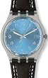 Swatch Women's Originals GM415 Brown Cloth Quartz Watch with Blue Dial