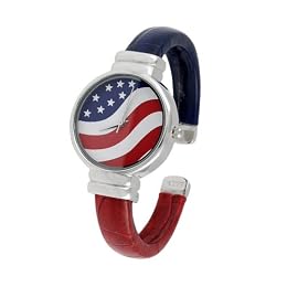 Geneva Platinum American Flag Cuff Watch