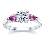 1.20 CT ROUND DIAMOND W PEAR PINK SAPPHIRE RING 18K
