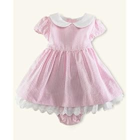 Ralph Lauren Baby Dress, Baby Girls Seersucker Dress Carmel Pink 12 months