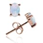 18K Rose Gold over Sterling Silver Created Blue Opal 6x4 Oval Stud Earrings