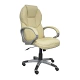 Amstyle Matera Drehstuhl / Chefsessel, Leder beige/creme
