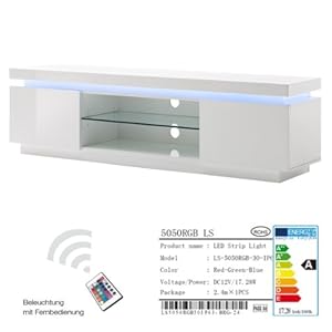 Avanti II high gloss TV stand with RGB colour change LED lighting 