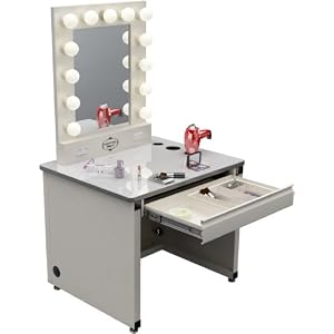 Broadway Lighted Vanity Desk 36'' x 30 - Off White Frame, White Surface by 