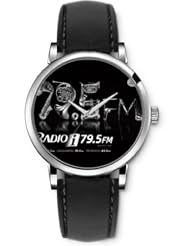 SPRAWL Aanalog Fashion Series Silver Ladies Watches of Genuine Black Leather Strap,Unique Wrist Watch for Women Girls Designed with radio