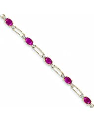 5.2 Carat 14K Gold Diamond and African Ruby Oval Bracelet