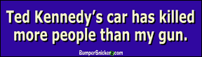 Ted Kennedy's car has killed more people than my gun - funny bumper stickers (Medium)