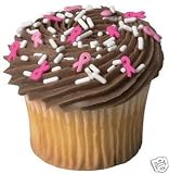 Edible Confetti Sprinkles Pink Ribbon Shaped 5oz Container