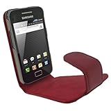 iGadgitz Red Genuine Leather Case Cover Holder for Samsung Galaxy Ace S5830 ....