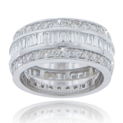 6.00 ct. TW Large Baguette and Round Diamond Eternity Wedding