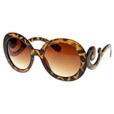 Designer Inspired Oversized High Fashion Sunglasses w/ Baroque Swirl Arms