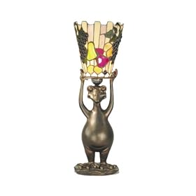 Dale Tiffany TA50021 Frog/Fruit Accent Lamp, Antique Bronze and Art Glass Shade