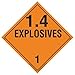 Placard, 10-3/4in H, 1.4 Explosives, PK10