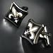Black and White with Silver Fleur di Lis Cufflinks Cuff Links