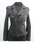 Women's 100 % Real Lamb Leather Furious Biker Jacket ! (S)