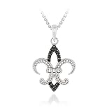 Sterling Silver Black Diamond Fleur De Lis Pendant