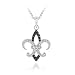 Sterling Silver Black Diamond Fleur De Lis Pendant