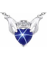 Celtic Love by Kelly 8mm Heart Claddagh Pendant With Created Star Sapphire in .925 Sterling Silver