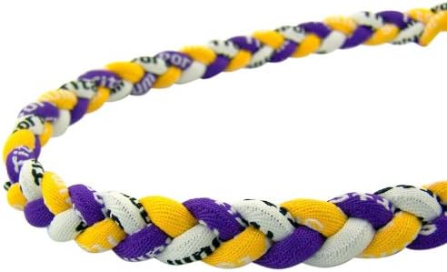 Titanium Tornado Sports Necklace Braided Three Rope Chain for Men Women Athlete (Purple / White / Yellow)