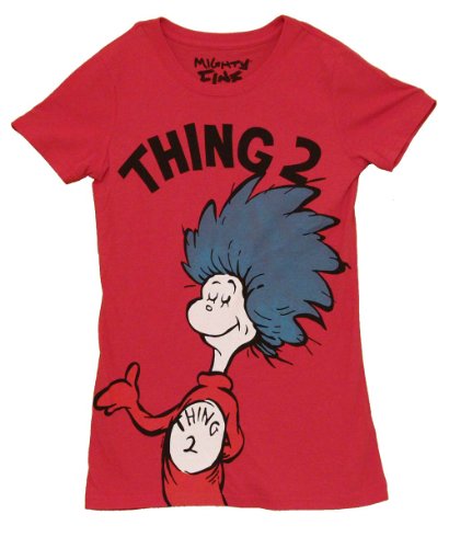 Dr. Seuss Thing 1 or 2 Heather Red Juniors T-shirt