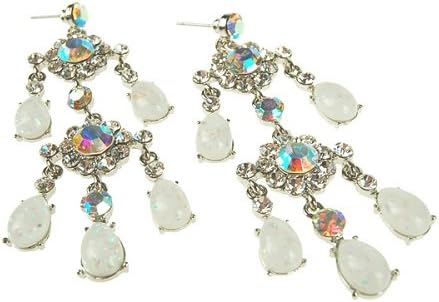 Large Bold & Long Chandelier Swarovski Crystal Earrings. Dramatic Symmetrical Style with Marbled Pear Drops & Large Cut Crystals. 2 Stunning Colour Combinations, Clear Diamond White on Silver Rhodium & Rose and Pink on Silver Rhodium. Prices Slashed for such Stunning Quality Jewellery. Great Christmas Gift.