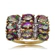 Mystic Fire Topaz & Diamond Cocktail Ring in 14K Yellow Gold New