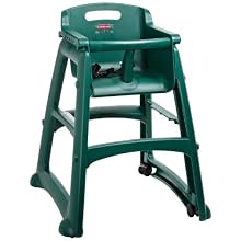 Rubbermaid Commercial FG780508 Dark Green Sturdy Chair Youth Seat with Wheels, 23.5" Length, 23.38" Width, 29.75" Height