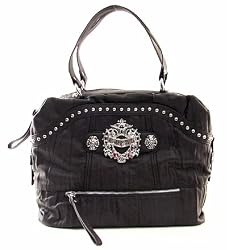 Guess Blondie Large Satchel Brown Vinyl Ladies Handbag