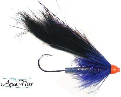 Aqua Flies: Blue Bunny Hare Leech Cone Head Steelhead or Trout Tube Fly Fishing - Set of 4 Flies