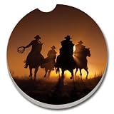 Lone Riders Four Cowboys at Sunset - Car Coaster - Made in the USA
