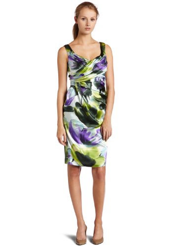 Suzi Chin Womens Sleeveless Sheath,Lavender Multi,12