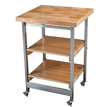 Oasis Concepts Stainless Steel/Wood Folding Kitchen Island, Natural