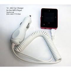 12V Autolader Creative ZEN weiss: KfZ Ladekabel f�r Creative ZEN MP3 player Serien X-Fi2 X-Fi Mozaic V Plus Stone Plus Wav Neeon 2 Micro Photo ...- siehe Beschreibung