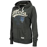 MLB New York Mets Long Sleeve Full Zip French Terry Hoodie (Night Black/Scoured Natural, Large)