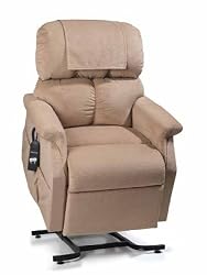 Discount Electric Power Recline 3 Position Riser Lift Chaise Easy Motion Recliner Chair - PR-501M Comforter Medium 375lb Capacity by Golden Technologies Champagne Tan Fabric Best Price