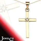 Jewelco London 9 Carat Yellow Gold 10pts Diamond Cross (Comes with 18 inch Pendant Chain)