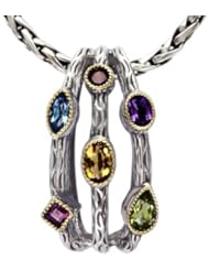 Balissima By Effy Collection Sterling Silver and 18k Yellow Gold 2.10 cttw Multicolor Pendant Necklace